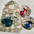 画像1: 【オーダー品】ぼうる巾着（北欧風フラワー：レッド&ブルー）Mサイズ他 (1)